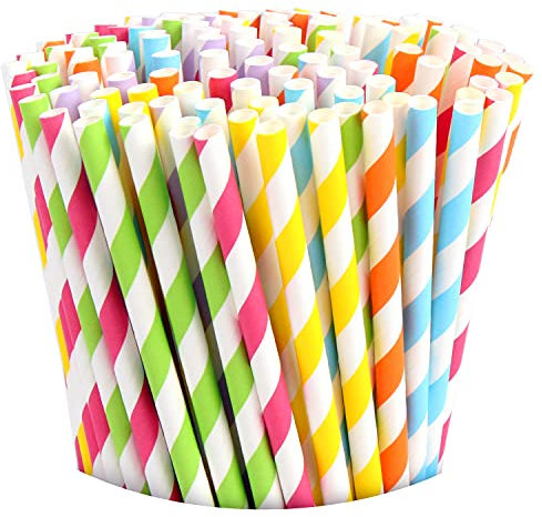 VEYLIN Paper Straws, 150 Pcs Biodegradable Paper Straws for Birthday, Wedding, Baby Shower Party Supplies