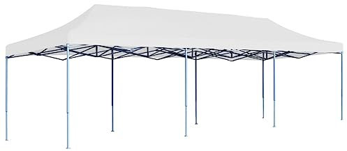 vidaXL Pop-Up Partyzelt Faltbar Wasserbeständig Pavillon Festzelt Gartenpavillon Bierzelt Faltpavillon Faltzelt Gartenzelt Garten 3x9m Weiß