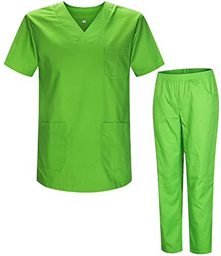 MISEMIYA - Uniformi Unisex Set Camice – Uniforme Medica con Maglia e Pantaloni Uniformi Mediche Camice Uniformi sanitarie - Ref.8178 - Medium, Mela Verde 21