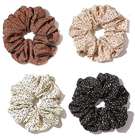 Große Satin-Haargummis für Damen und Mädchen, XL-Größe, Seide, Jumbo-Haargummi für dickes langes Haar, übergroße riesige Scrunchies, Punkte