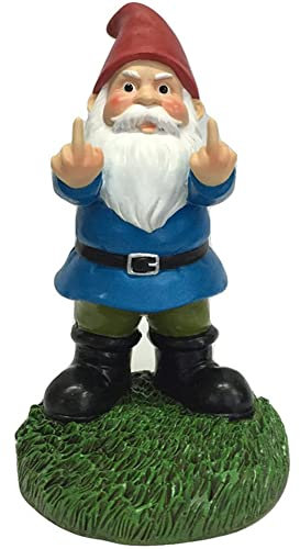 FOUTP Nain De Jardin Doigt d'honneur - Statue De Gnomes Go Away Ornements De Pelouse De Jardin Drôle, Décorations Intérieures Ou Extérieures