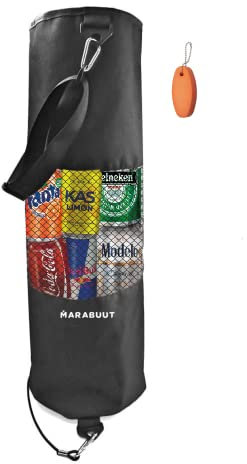 Marabuut Boat Trash Bag - Made from Water-Resistant Polyester and Mesh - Reusable Bag for Holding Trash, Cans, Bottles and Paper Plates - Complete with Floating Boat Keychain