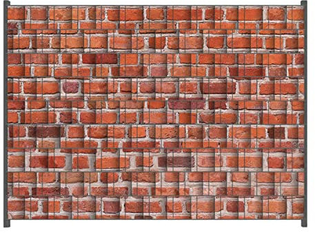 Wallario Zaun Sichtschutz Windschutz für EIN- und Doppelstabmattenzäune in der Größe Breite 2,50m x Höhe 1,80m, Motiv: Rote Ziegelsteinwand - Backsteine