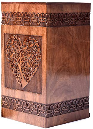 Tamanna crafts Tamanna Rosewood Urn For Human Ashes - Tree Of Life Wooden Box - Personalized Cremation Urn For Ashes Handcrafted Large Wooden Urn Box (Xl(14X7.5”) 640Cu)