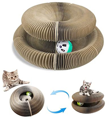 Katzenspielzeug Rund Bett, Faltbarer Kratzmatte für Katzen mit Glöckchen, Wellpappenpapier Interaktives Kratzspielzeug für Katzen, Katzenspielzeug Kratzpads für Katzen