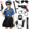 Polizei Kostüm Mädchen Polizistin Polizei Ausrüstung mit Polizei Uniform Mütze Kinder Taschenlampe Polizist Spielzeug für Mädchen Halloween Karneval