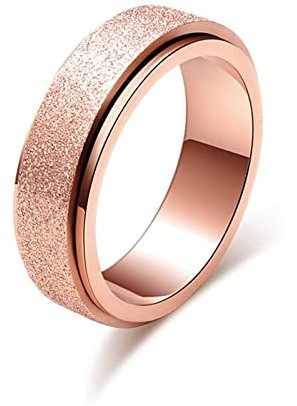 Anxiety Ring für Kinder, Eheringe Titan Carbon Roségold Anti Stress Siebenfarbiger Perlensand 52 (16.6) Schmuck Spinner Geschenk