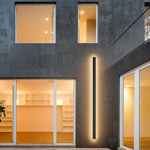 K-Bright 45W Lange Wandleuchte Villa Wandleuchte Schwarze Wandleuchte Wasserdicht Ip65 Außen LED Wandleuchte für Gärten, Terrassen,Schlafzimmer Wohnzimmer Innen wandleuchte, 150CM,Warmweiß