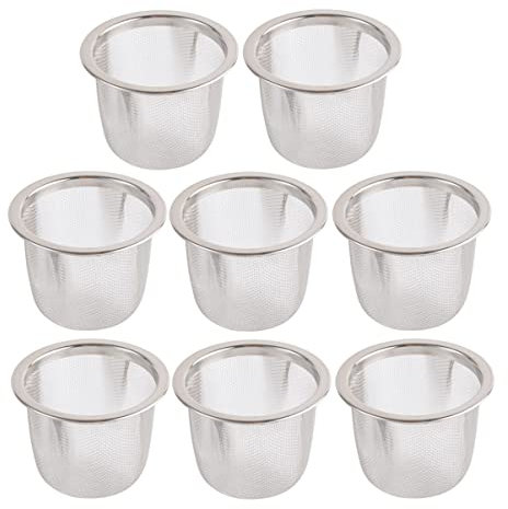 8Pcs Stainless Steel Tea Infuser Mesh Strainer Insert for Loose Leaf Tea Teapot Replacement Filter for Home Brewing (Diameter 5.8Cm X Height 5Cm)