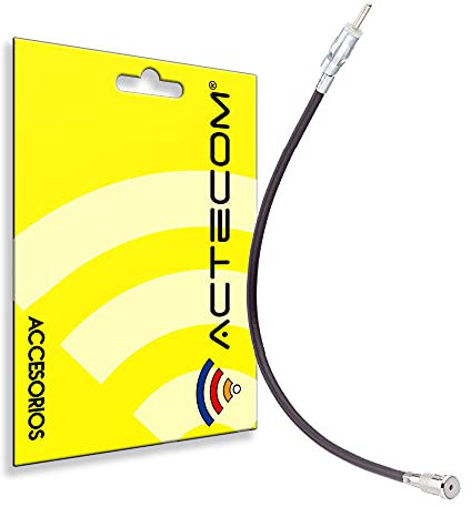 ACTECOM Adaptador de Antena (DIN/ISO), Negro Adaptador de Antena DIN Plug (m) al Acoplamiento ISO (f) con extensión de Cable de Aprox. 20cm Aprox Adaptador de Antena Nuevo/Viejo Flexible de DIN a ISO