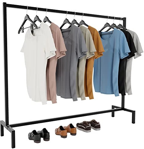 CLP Kleiderständer Melva I Garderobenstange Aus Metall I Freistehende Kleiderstange Schwarz, Farbe:schwarz, Größe:150x38x120