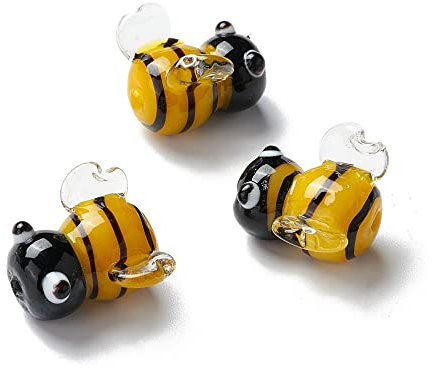 Boutigem 5 cuentas hechas a mano de abejas 3D de lampwork para hacer joyas, pulseras, collares, aretes, accesorios de decoración, regalos,LAMP-I025-08-BG-EU