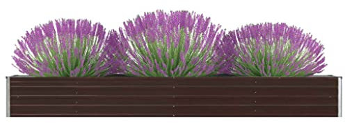 WIFESE Garten-Hochbeet Verzinkter Stahl 320x40x45 cm Braun Hochbeet Metall Hochbeete für Garten Pflanzenbett Kräuterbett Blumenkiste Dekorieren Eingang Balkon Terrasse Garten Stilvoll & Langlebig