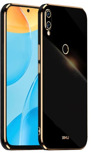 EASSGU Galvanisierter Rahmen Handyhülle für Honor 8X / Honor View 10 Lite (6.5 Inches), Weiche TPU Silikon Schutzhülle - Schwarz