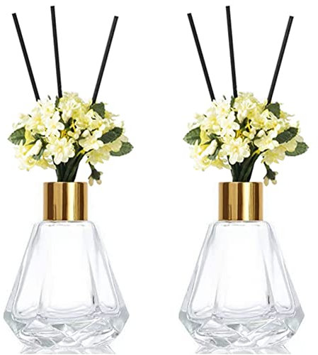 2pcs 60ml / 2oz vide verre transparent rechargeable diffuseur bouteille diffuseur pot aromathérapie récipient de stockage parfum accessoires pour DIY alternative roseau diffuseur autocollant