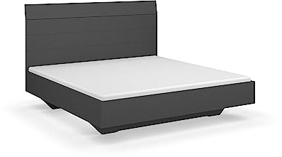 Rauch Möbel Florenz Bett, Grau metallic, Schwarz, Liegefläche 180x200cm, Gesamtmaße BxHxT 185x121x209 cm