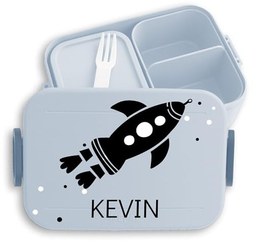 Kinder Bento Box Midi Lunchbox für Mepal Bentobox - Weltall - Rakete Raumschiff Weltraum - 900 ml - Hellblau - brotdose einschulungsgeschenk nasa jausenbox astronaut vesperdose junge schule space