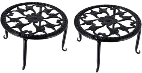 Happyyami 2st Eisenständer Für Blumentöpfe Pflanzenständer Topfhalter Pflanzentopfhalter Pflanzer Unterstützt Gestell Blumenständer Aus Eisen Kunst Blumentopfhalter Bodentyp Rollen