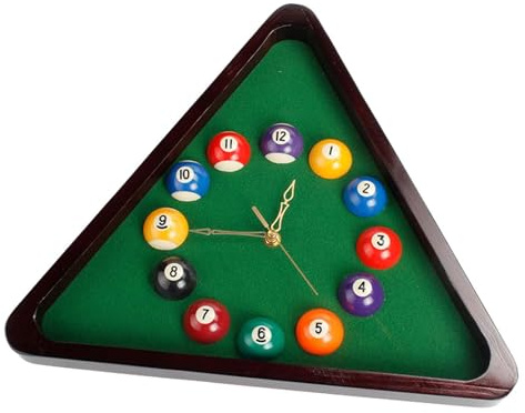 Fenteer Billard-Thema-Wanduhr, Holzrahmen, Raumdekoration, batteriebetrieben, für Snooker-Liebhaber, einfache Installation, multifunktional