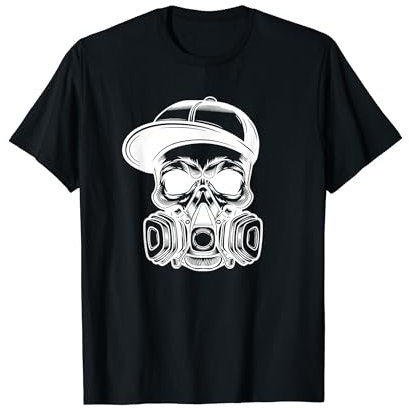Totenkopf mit Maske Graffiti Sprayer mit Atemschutzmaske T-Shirt
