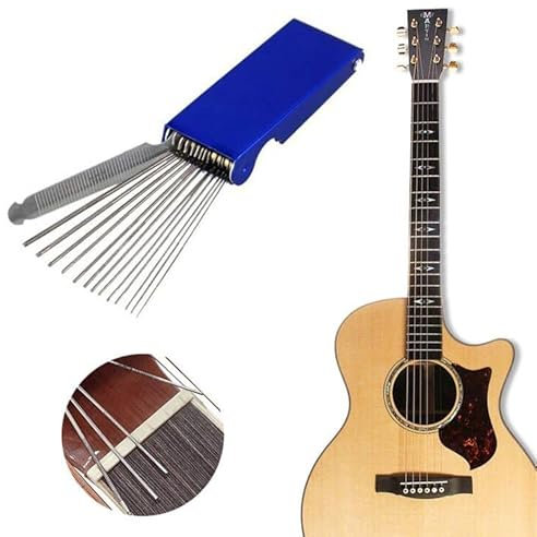 Guitar Nut Files Set, Guitar Bridge Saddle File, Guitar Bridge Saddle Nut Files, Guitar File Set, Saddle Nut Files for Electric Acoustic Guitar Ukulele Bass Guitar Banjo Mandolin Guitar Repair Kit