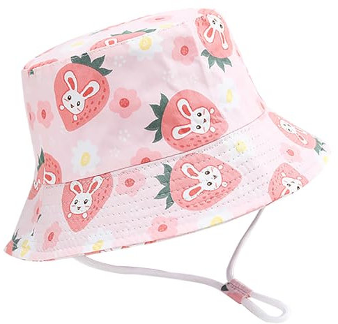 XYIYI Unisex Baby Kleinkind Rosa Erdbeer Kaninchen Sonnenhut Kinder für 2-4 Jahre Jungen Mädchen mit Breite Krempe