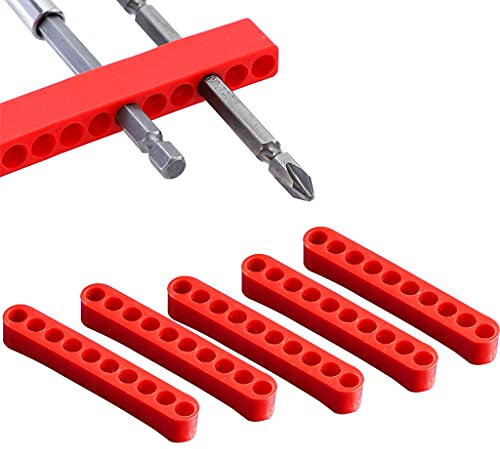5 Pieces 12 Holes Bit Organiser Screwdriver Bit Holder Plastic 1/4 Inch Shank Drill Bit Storage for Case Bit Organizers and Storage