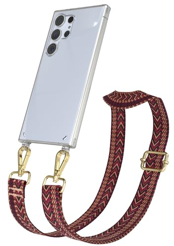 EAZY CASE Handykette - Verstellbares Taschenband kompatibel mit Galaxy S24 Ultra, Schulterriemen, Handykordel mit Silikon Hülle, Umhängetasche, Pink Blau Gold