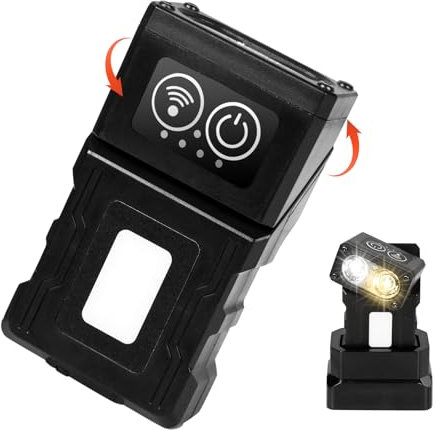 UltraFire Mini torcia LED con stazione di ricarica, 500 lumen, ricaricabile, piccola torcia, girevole a 180°, 10 modalità, magnetica, clip