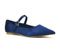 Women's Flat Mary Jane Shoes Ladies Buckle Strap Point Toe Navy Satin Ballet Pumps Size 7