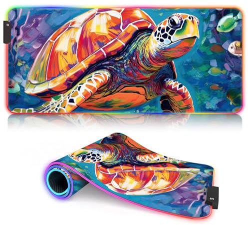 Accessoire Clavier et Souris Vibrant Turtle LED XL Clavier Tapis de Souris ROG Long Clavier d'ordinateur Tapis de Souris (80x30x0.3) cm Gamer, Bureau