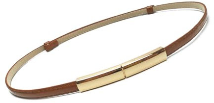 Rojeam Cintura in Pelle Donna Regolabile Cinturino Metallo in Vita Alta per Vestito Marrone