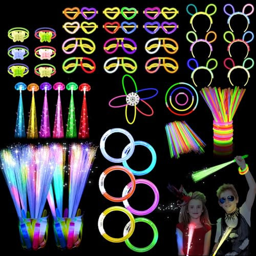 yuzshin 145PCS Glow in the Dark Party Supplies, Glow Sticks Bulk Party Pack, Glow Sticks for Neon Party Decorations, Wedding