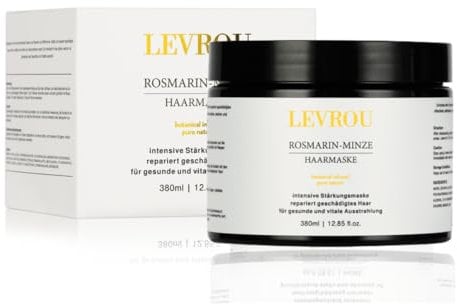 Levrou® Rosmarin Minze Haarmaske für sehr trockenes Haar | Haarwachstum beschleunigen | Haarkur für extrem geschädigtes Haar | Haarpflege für kaputtes Haar | für glänzende und geschmeidige Haare