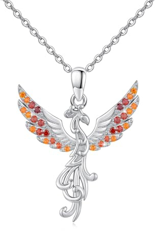 TRISHULA Phönix Halskette für Frauen Sterling Silber Tier Anhänger Zirkonia Phönix Halskettes Schmuck Geschenke für Weihnachten Geburtstag