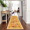 WTHYGB Teppich Läufer Flur Küche rutschfest Waschbar Teppichläufer Flur, 80x300cm Lang Modern Blumen Küchenteppich, Bettvorleger, Teppich Läufer für Korridor, Schlafzimmer, Wohnzimmer - Orange