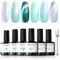 Modelones UV Nagellack 6 Farben Gel Nagellack UV Nageldesign Sets Soak Off Gel Polish für Maniküre Nageldesign, Mermaid Serie Grün Blau Cat Eye
