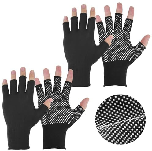 2 Pairs Non Slip Breathable Half Finger Gloves - Lightweight for Cycling, Motorcycle, Bike, Fitness, Hiking, Climbing, Outdoor Sports - Black for Men and Women
