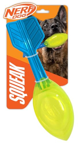Nerf Hunde-Vortex-Ball mit lautem Quietscher, 30,5 cm, langlebiges interaktives Apportierspielzeug für Hunde, Hellblau/Grün