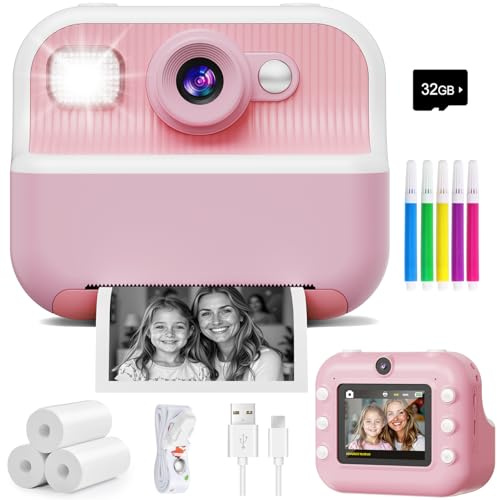 Appareil photo instantané, double selfie avant et arrière pour enfants avec vidéos 1080p, cadeau d'anniversaire pour enfants de 3 à 12 ans, jouet portable de voyage pour garçons et filles de 4, 5, 6