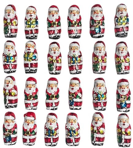 Weihnachtsdeko Sparpack, 24 Weihnachtsmänner aus Schokolade einzeln verpackt, 170g CAPTAIN PLAY Nikolaus Schokolade zum Verzieren und Dekorieren