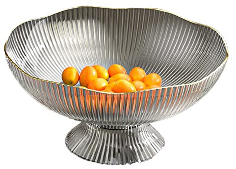 Pedestal Bowl, Plastic Footed Detachable Hollow Design with Draining Hole Decorative Bowl Decorative Fruit Bowl for Party, Lunch, Dinner, Picnic, Camping (Grey)