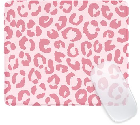 Ksriylm Tapis de Souris,Tapis De Souris Carré LéOpard Mignon Mousepad De Personnalité avec Base en Caoutchouc ImperméAble Et AntidéRapante Mousepad pour Bureau,Travail,Ordinateur,Maison,Rose