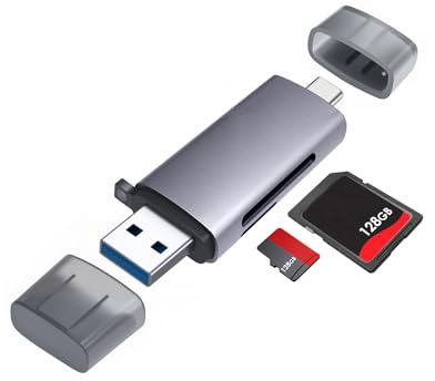 USB SD Card Reader, USB 3.0+Type-C 3.0 TF/SD Dual Read Card Reader Memory Card Supports SDHC/TF/Micro SD/MMC for Laptop SD to USB3.0 Adapter Compatible with Macbook Pro/ipad Pro/Air/Galaxy