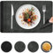 Platzsets Abwaschbar und Untersetzer 4er Set, Tischsets Leder Kuhfell Doppelseitigen Hitzebeständig, Platzdeckchen Lederoptik Rutschfest mit Telleruntersetzer Abwischbar, Dunkelgrau Schwarz,44.5*30cm