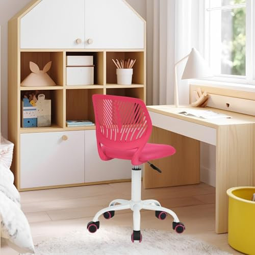 FurnitureR Silla Infantil de Escritorio Regulable en Altura, Colorida Silla Juvenil ergonómica con Respaldo y reposabrazos, Silla Infantil con 5 Ruedas, para niños de 3 a 10 años, Carga máxima 100 kg
