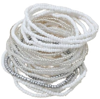 XIAOQENAN Lot de 20 bracelets de perles blanches uniques pour les fêtes de plage et les vacances
