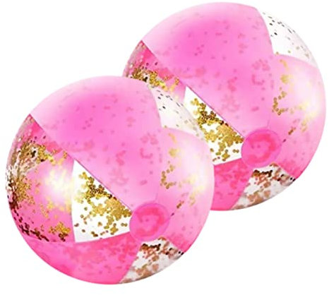 Sosoport 2stücke Aufblasbare Wasserbälle Für Pool Und Strand Schwimmende Ballspielzeuge Mit Pailletten-Design Für Junge Mädchen Und Familie