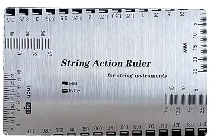 Wjelet String Action Gauge, Guitar Ruler, String Height Gauge Tool(1 Pack) | Stainless Steel Guitar Guitar Action Gauge Tool inch and MM Scale for Electric Bass Mandolin Banjo Luthier Repair Measurement