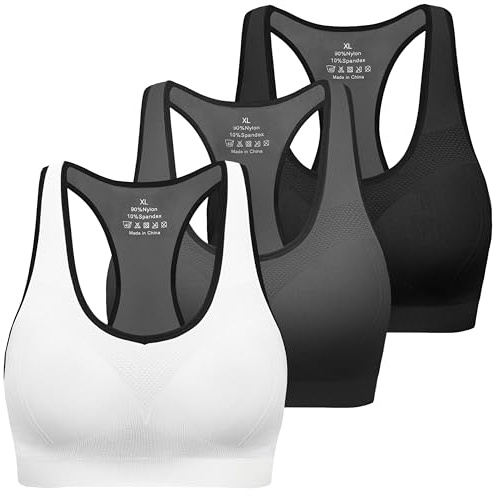 MIRITY Sport BH Damen Racerback mit integriertem gepolstert Push Up starker Halt für Yoga Gym Fitness Training